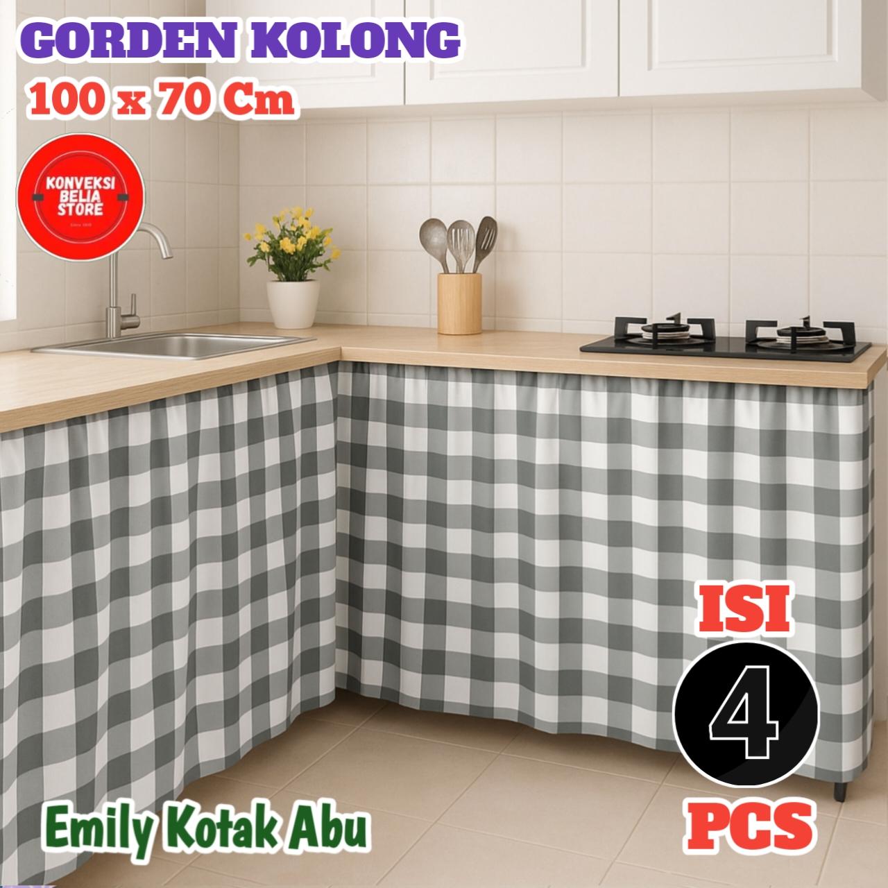 PROMO 1 Paket isi 4 Pcs 100 x 70cm free tali CURTAIN gorden kolong dapur