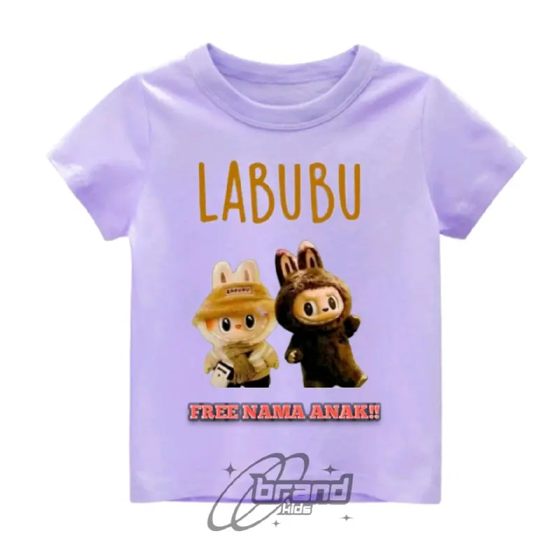 Baju kaos atasan anak gambar labubu, bahan premium 100% free cetak nama!! 7