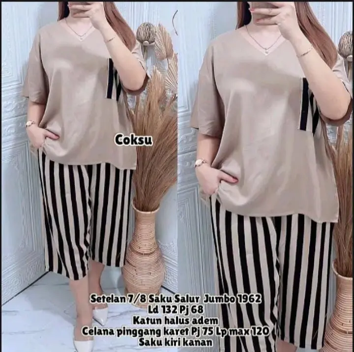 stelan katun rayon andin terlaris/stelan salur kombinasi polos terbaru