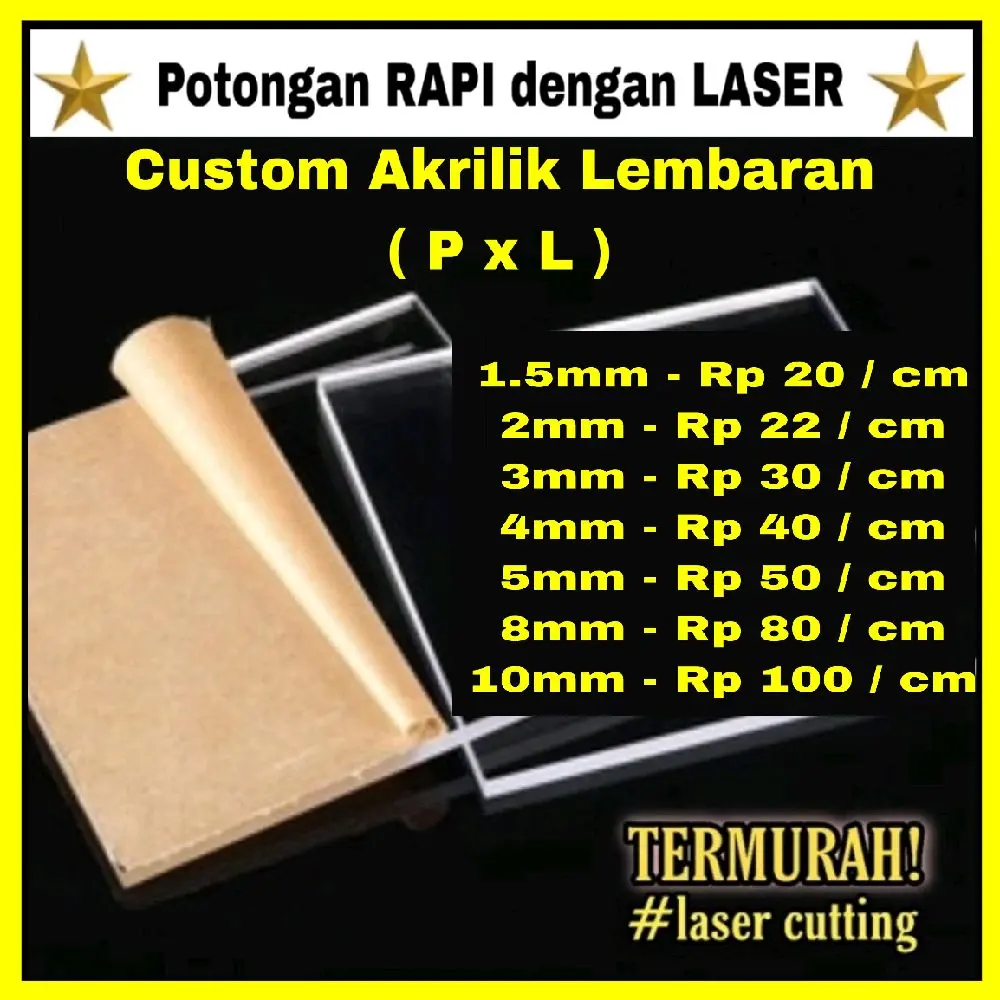 AKRILIK Lembaran 3mm Uk. CUSTOM / Akrilik bening / Arcylic