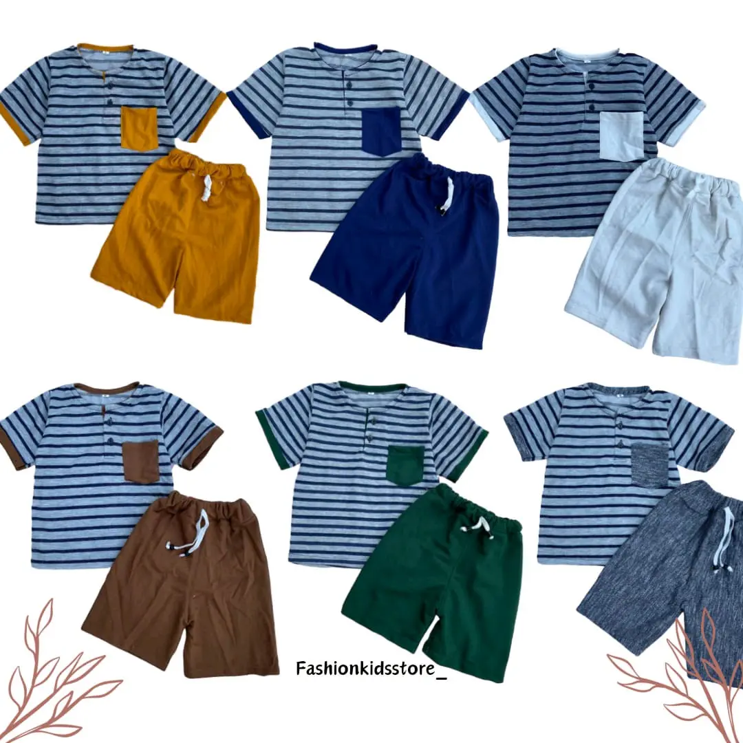 Setelan Baju anak Salur Unisex Anak Usia 1 Tahun Sampai 5 Tahun/Baju Anak Baby Terry/Baju Laki-Laki&Perempuan