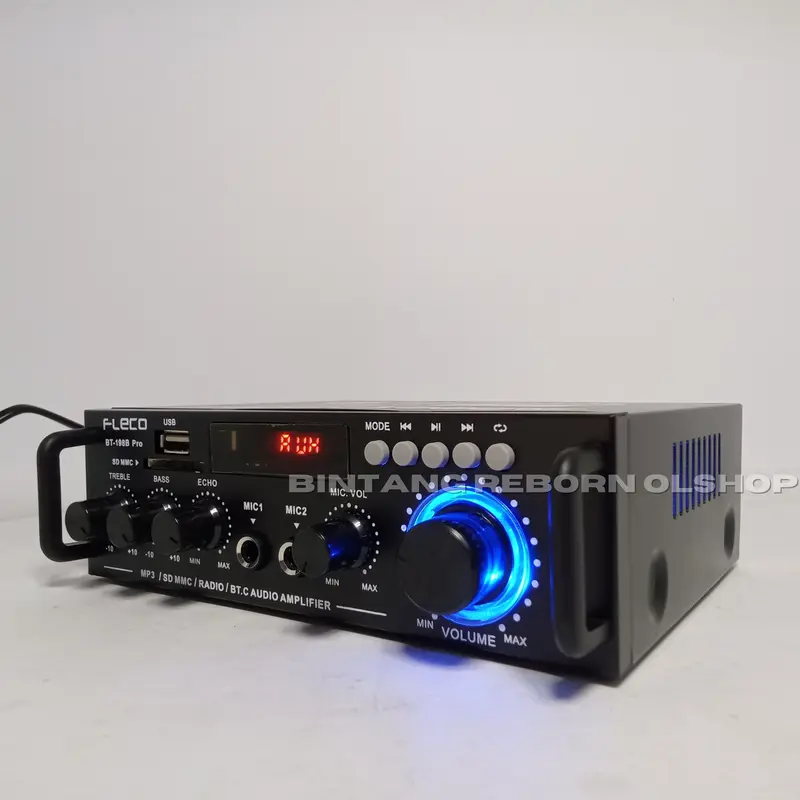 Power Amplifier FLECO BT-198B PRO | Amplifier Bluetooth MINI Fleco Audio Power BT 198B PRO 1000W | Karaoke + Mp3 player + FM Radio Full Bass - FLECO BT-198B PRO 4