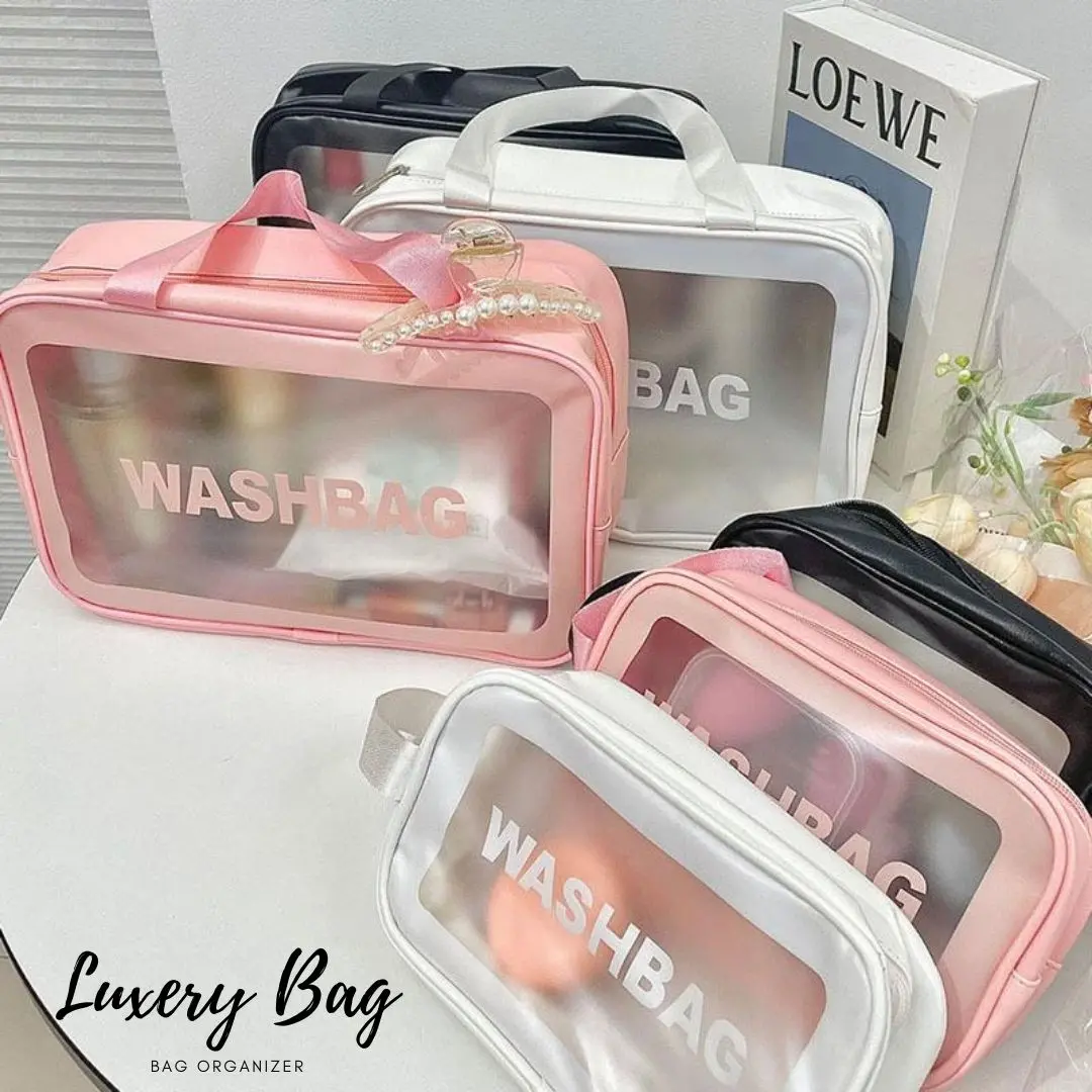 Pouch Penyimpanan Kosmetik Transparan WASHBAG Waterproof High Quality
