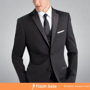 Jas Hitam Pria untuk wisuda perpisahan nikah kondangan blazer kerja bahan valencia twist terbaru Formal Slimfit