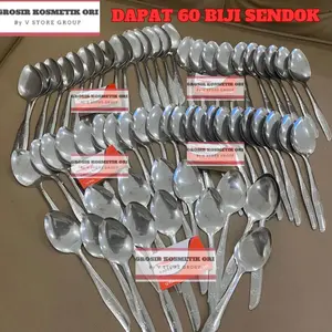(DAPAT 60BIJI SENDOK) SENDOK MAKAN STENLES POLOS 5PAK ISI 60BIJI SENDOK Dapur Simple
