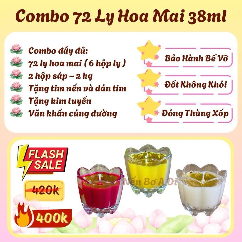 Combo 72 Ly Hoa Mai 38ml - Đầy đủ nguyên liệu làm nến - Nến bơ cúng Phật - Nến bơ cúng dường