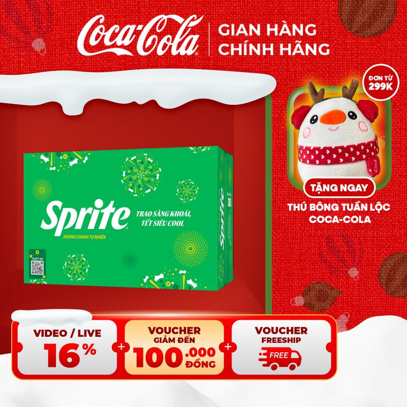  Lốc 24 Lon Nước Ngọt Giải Khát Có Gas Sprite Hương Chanh 320ml Lon Sale 15.12 Coca-Cola Beverages VN_TT 
