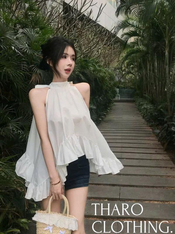  Áo Yếm Bèo Dài Cột Nơ Sau - Tharo Clothing  AO00257  