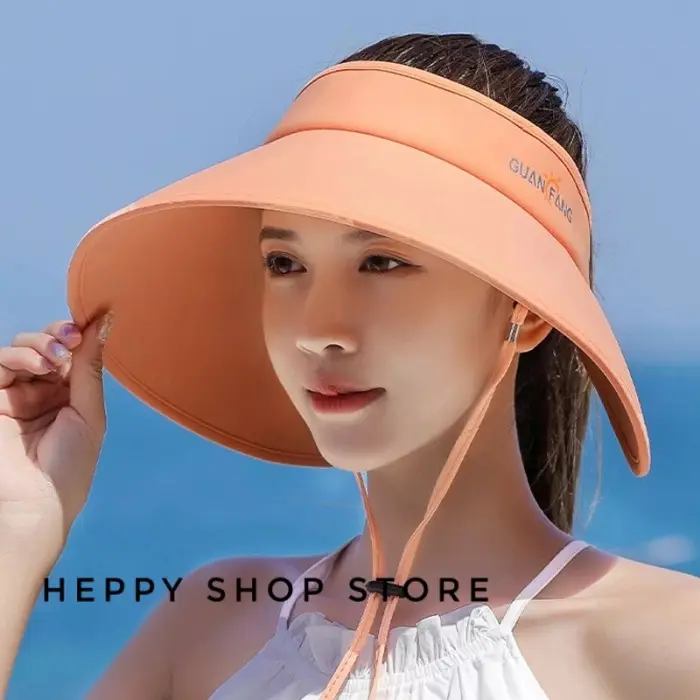 Topi pantai wanita anti uv Topi wanita lipat prkatis - Biru