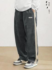 メンズのコーデュロイパンツ、毎日の着用のためのゆったりとしたカジュアルな快適なズボン、すべての季節のためのメンズのボトムス