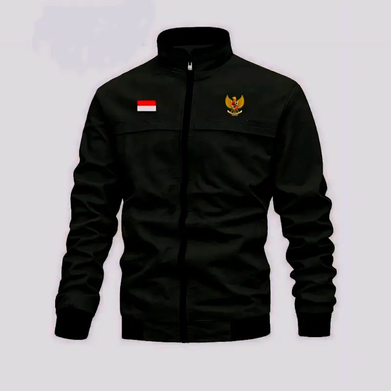 Jaket pria eleganter timnas Bordir Kain Simple Panjang 0