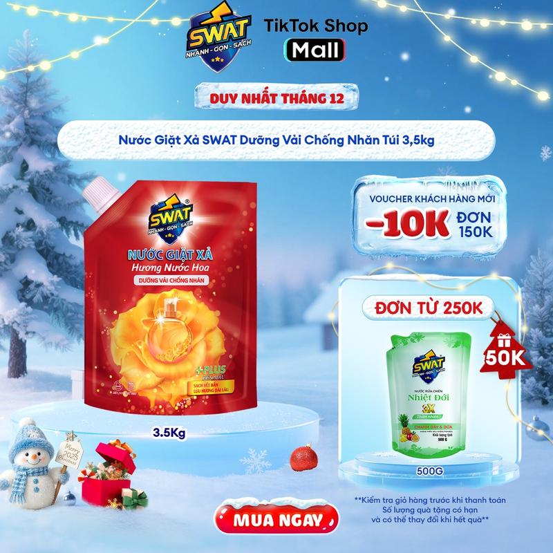  Nước Giặt Xả SWAT Dưỡng Vải Chống Nhăn Túi 3,5kg 