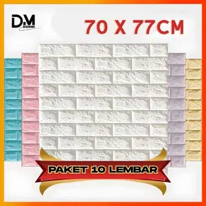 DONMI [PAKET 10 PCS] Wallpaper Dinding 3D 70x77cm Foam Mini Motif Batu Bata Dekorasi Rumah Kamar