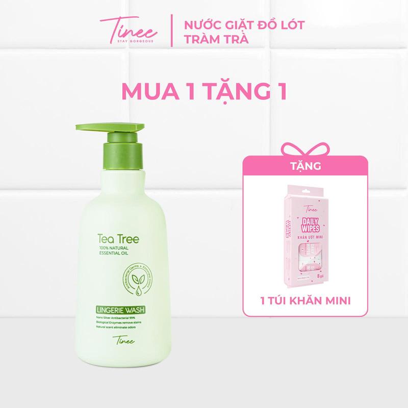 TẶNG KHĂN ƯỚT Nước Giặt Đồ Lót Chuyên Dụng Tinee: Tràm Trà + Nano Bạc X2 Khả Năng Hạn Chế Nấm Khuẩn 280ml chai