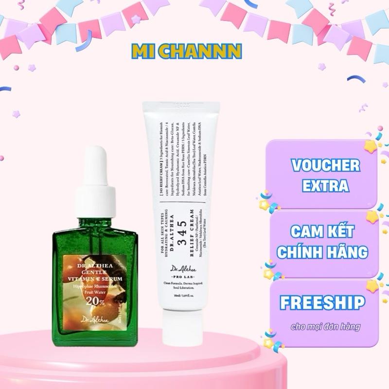 Combo Dưỡng Sáng + Mờ thâm giảm mụn Serum Vitamin C Gentle 20% Dr.Althea 30ml + Kem dưỡng 345 Relief Dr.Althea 50g