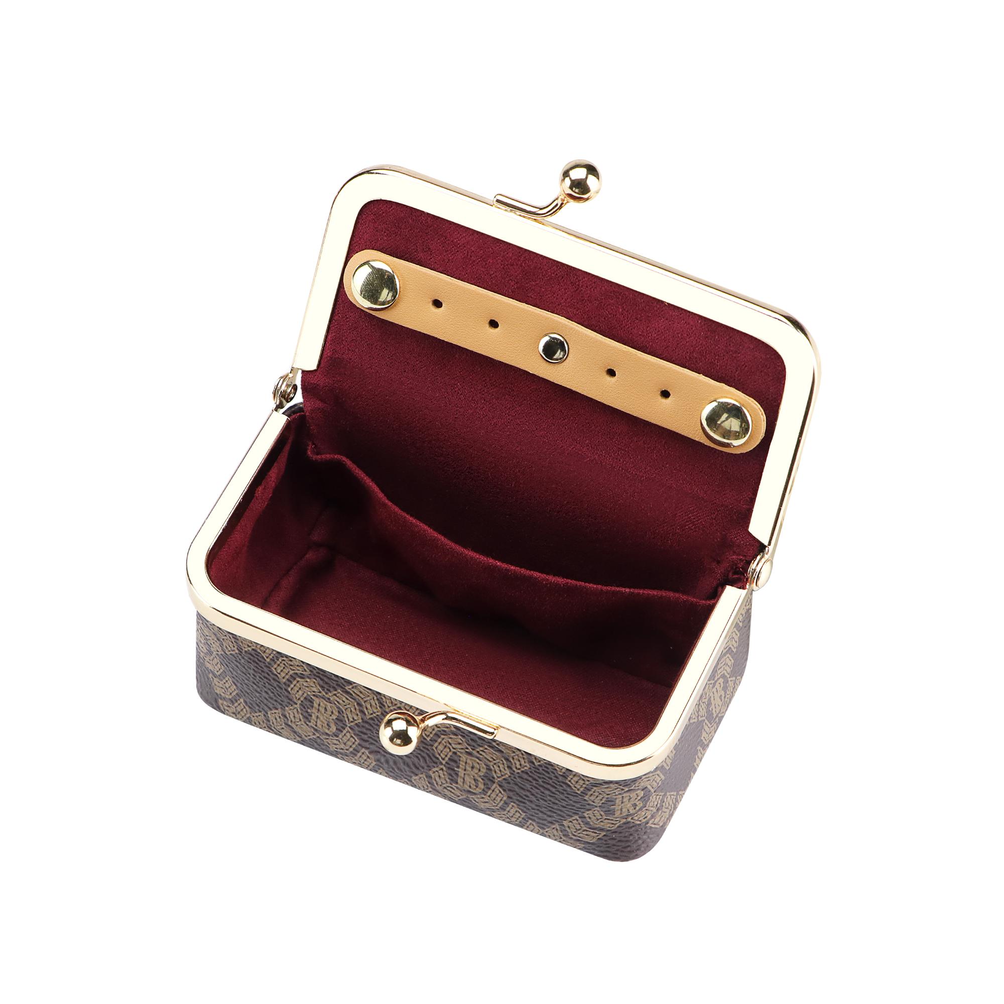 Royal Bagger Kotak Perhiasan Wanita – Tempat Mini untuk Cincin, Kalung & Anting, Kanvas Dilapisi & Kulit Sapi Samak Nabati dengan Dompet Koin Kiss Lock