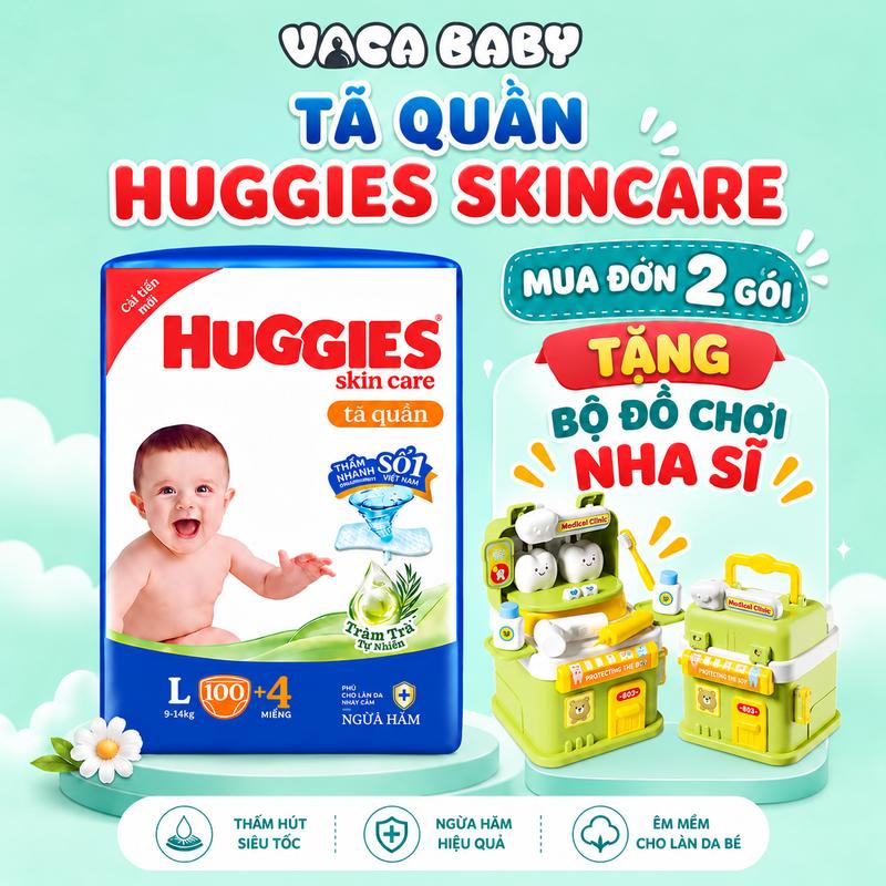 (DAILY) Tã Bỉm QUẦN Huggies Skincare mẫu mới gói Mega Jumbo siêu nhiều miếng đủ size M106/ L104/ XL88/ XXL80 Cho Bé