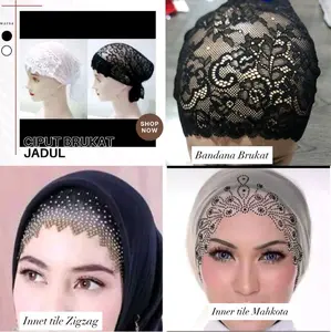 CIPUT BRUKAT JARING PANJANG IKAT/ INNER MANIK TILE MAHKOTA/ INNER MANIK TILE ZIGZAG/ DALAMAN KERUDUNG BANDANA BRUKAT