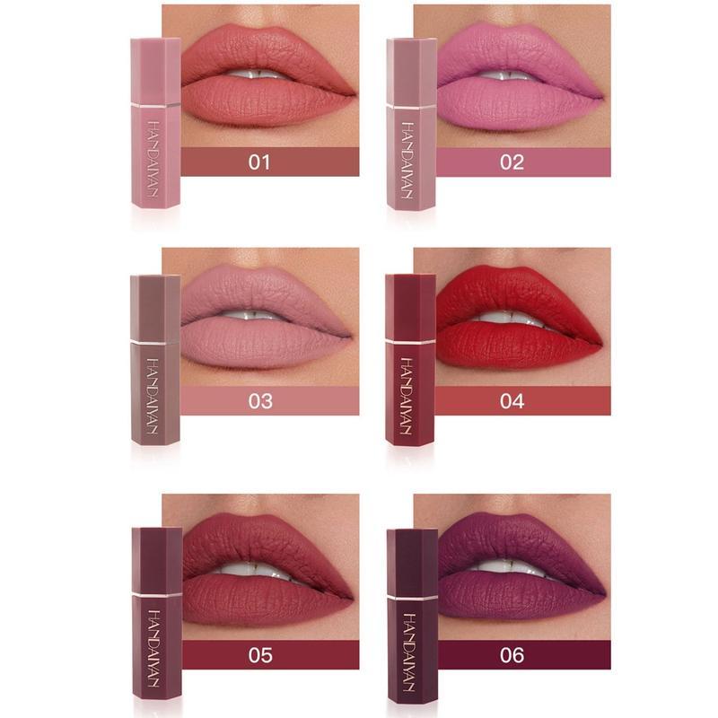 Product Introduction of Matte velvet lipstick, 6 colors, waterproof, long-lasting Sexy, Nude, non-stick cup, makeup, moisturizing lip tint, cosmetics Gloss Lipgloss Compact Glossy Lip Care Moisture Moisturizer Moisturize Hydrate Smooth 11