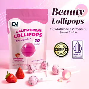 C+Collagen L-Glutathione Permen Lolipop with Vitamin C - 10 Batang, Rasa Stroberi, Hydrolyzed Collagen Peptides dengan Vitamin C, Pilihan Hadiah Ramadhan & Lebaran, Hadiah Cantik untuk Lebaran, COD | BPOM [HALAL]  | Divinity Nutra