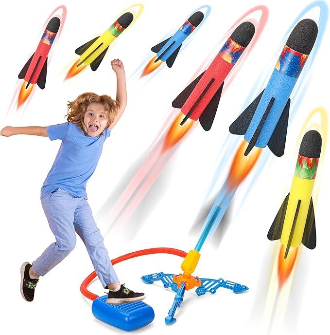 Toy Rocket Launcher for Kids, Flying Foam Rocket & Jump Air Launching ...