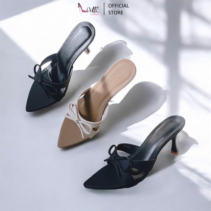 LOVIIECORNER - GUỐC NỮ THỜI TRANG MŨI NHỌN NHẸ NHÀNG THANH LỊCH - GUỐC CAO GÓT NỮ QUAI NGANG PHỐI NƠ GÓT TRỤ LOE CAO 7 PHÂN - DD250536