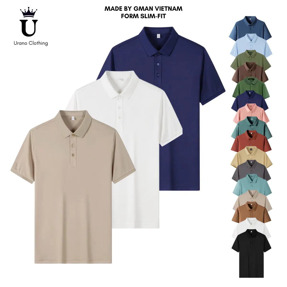 Áo Polo Nam Urano Chất Liệu Vải Thun Poly Cá Sấu Thoáng Mát PL01