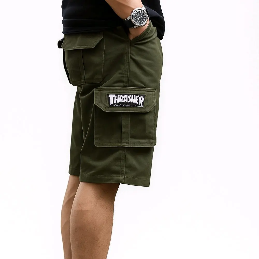 Celana cargo PENDEK Casual disain bordir termurah JAYA STORE1 bahan twil jova  Shorts Distro Pria dan wanita Hitam abu moca crem army  Navy Santai Dewasa