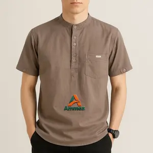 Ammaz Kemeja Pria Lengan Pendek Baju Koko Katun Premium Terbaru Kekinian Desain Modern Nyaman Muslim Dewasa Kurta Atasan