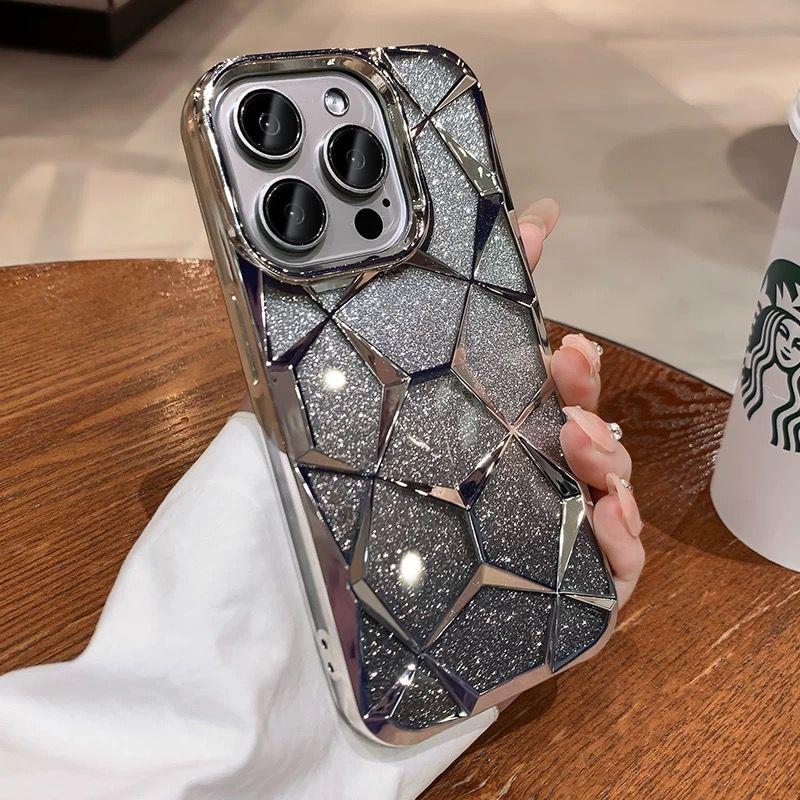 Case Glitter Luxury Quicksand Crystal Chrome 2 In 1 Compatible Iphone 7 8 7+ X Xs Xr 11 12 13 14 15 16 Pro Plus Promax Frame Casing CoverRCI278 7