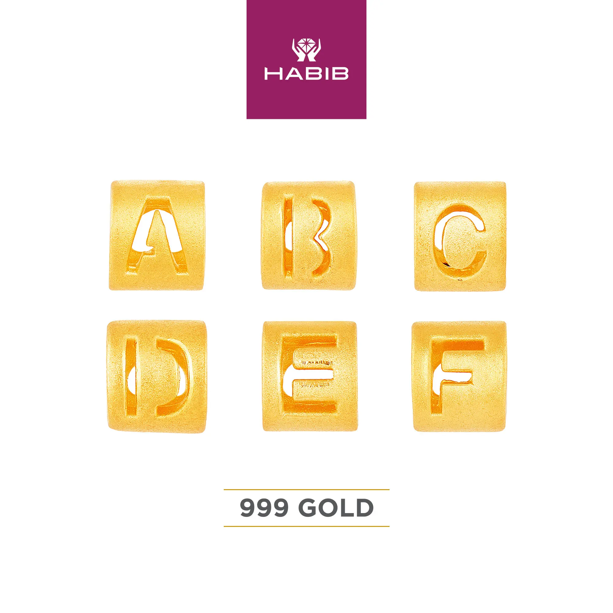999/24K Yellow Gold Alphabet Charm WWCM