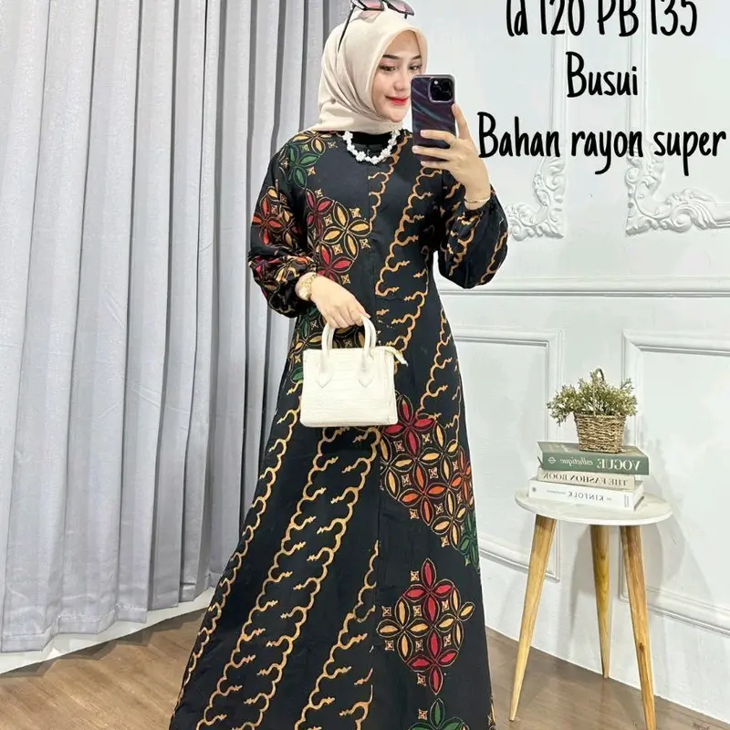 Gamis Cap - Batik Multi Colour Bahan Rayon Super Jumbo Gamis Kekinian By Batik Cincaro muslim Wanita gaun lebaran kaftan crinkle maxi satin twill vanya hitam 《m》 • black baju brokat kondangan 2024 exclusive Premium 2