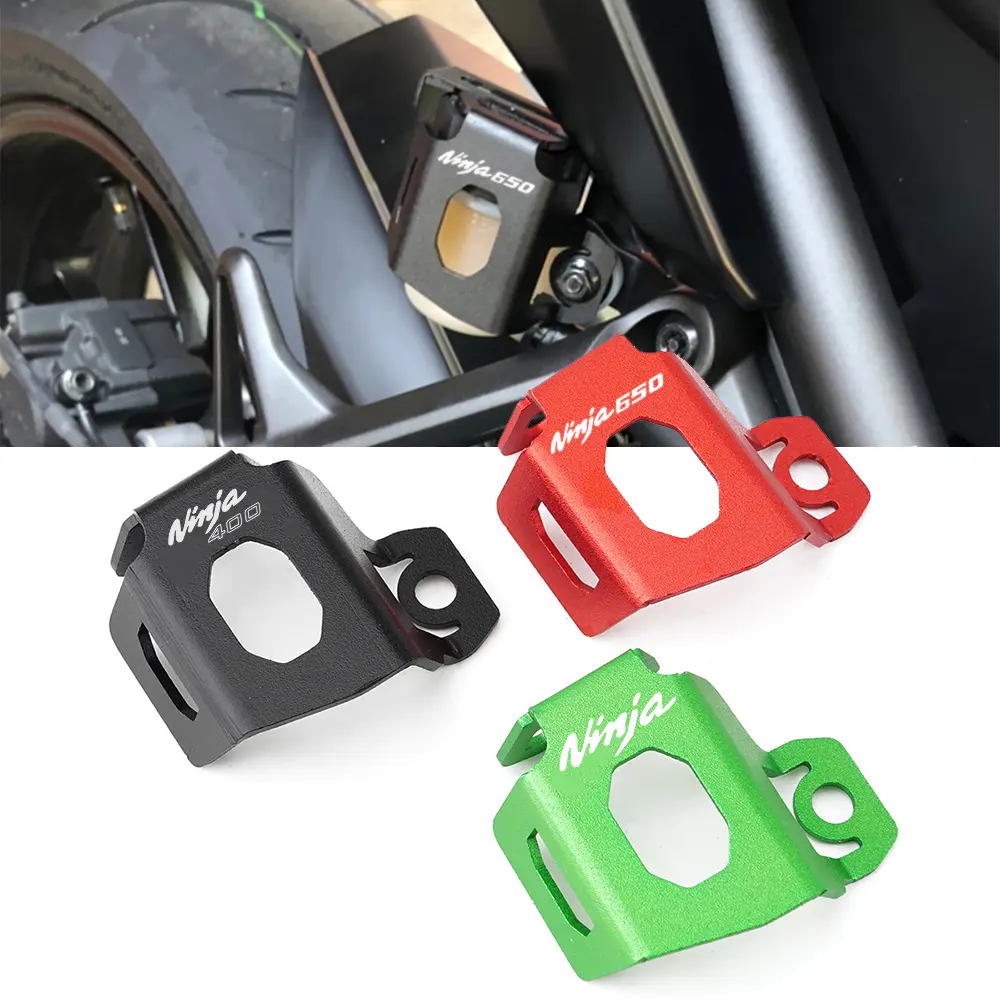 For Kawasaki Ninja250 Ninja300 Ninja400 Ninja650 Ninja 400 300 250 650 ZX-25R High Quality Hot Deal Motorcycle CNC Aluminium Alloy Accessories Newest Rear Brake Fluid Reservoir Guard Cover Protector Rear Oil Cup Cap Protection
