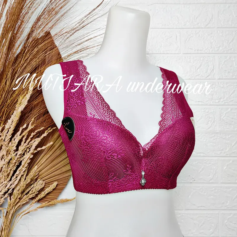 Bra Sayap Lebar TALLY 8117 Size 34-44 Cup C Pakai Kawat/Bra Penekan Lemak Sayap Lebar Pakai Kawat Bh Wanita Busa Tipis Brokat Katun 1