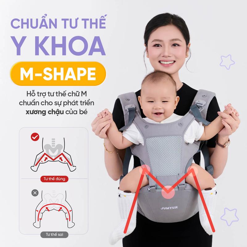 Địu Ngồi M8 Jumysie Cao Cấp – Êm Nhẹ, Trợ Lực Tốt, Siêu Thoáng Cho Bé Từ Sơ Sinh Đến 36 Tháng | BigBuy360 - bigbuy360.vn