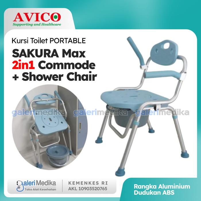 Jual Kursi Toilet Portable Avico Sakura Max 2in1 Commode Chair + Shower ...