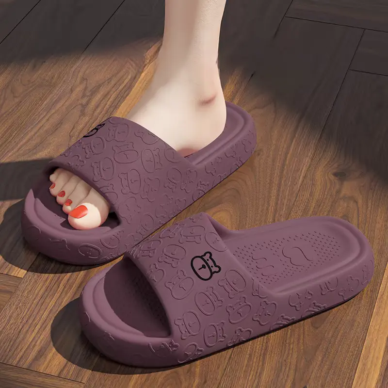Sandal Wanita, Model Baru, Lapik Sandal dengan Nilon, Warna Ungu Gelap, Tidak Berbau, Sesuai untuk Aktiviti Luar, Anti-gelincir, Deodoran, Sesuai untuk Pasangan, Penggunaan Rumah