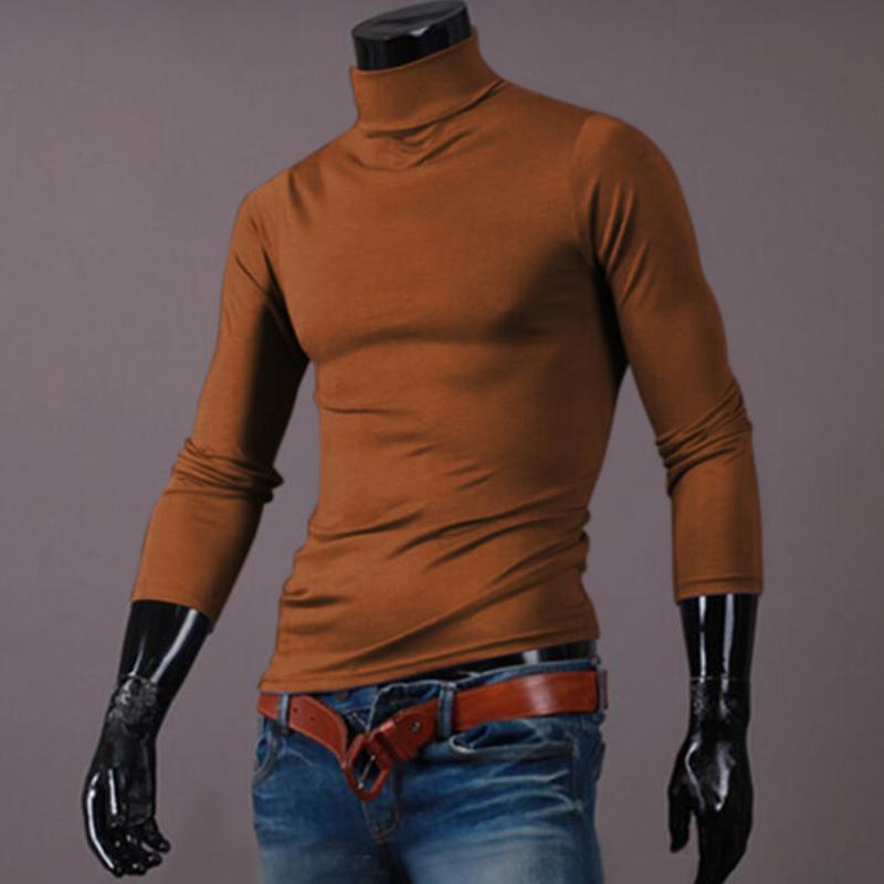 Áo Thun Dài Tay Thời Trang Dáng Ôm Trơn Mỏng Cổ Cao Cho Nam, Mùa Thu Và Mùa Đông, Áo Len Cổ Lọ Mùa Đông, Áo Chui Đầu Dài Tay, Áo Sơ Mi Áo Chui Đầu Dáng Ôm Thường Ngày Thời Trang, Sinh Viên Trẻ Trung, 1 Chiếc
