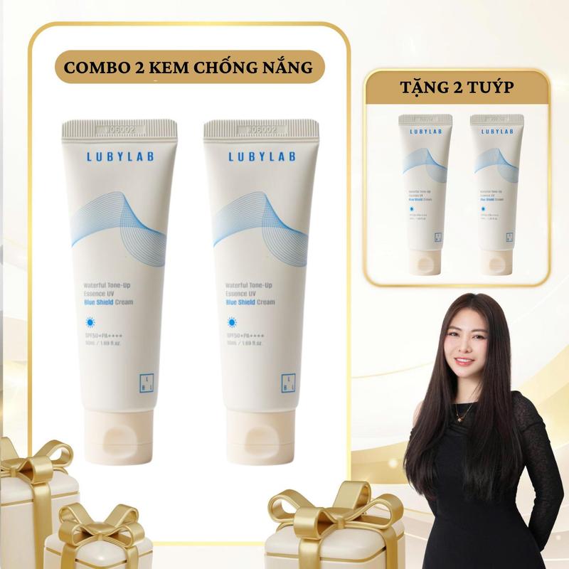 SN1764 - Combo 4 tuýp Kem Chống Nắng Lubylab Waterfull Tone-up Essence UV Blue Shield SPF50+ PA++++ 50ml