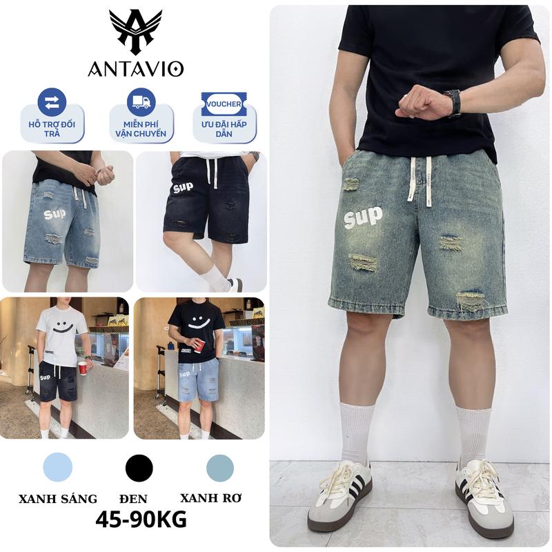  Quần jean đùi nam cao cấp ANTAVIO chất liệu vải jean mềm mại phong cách Hàn Quốc Was dách thời trang 3 màu 40-90kg NGỐ JEAN 363 quần  jean  lửng  nam  2025 