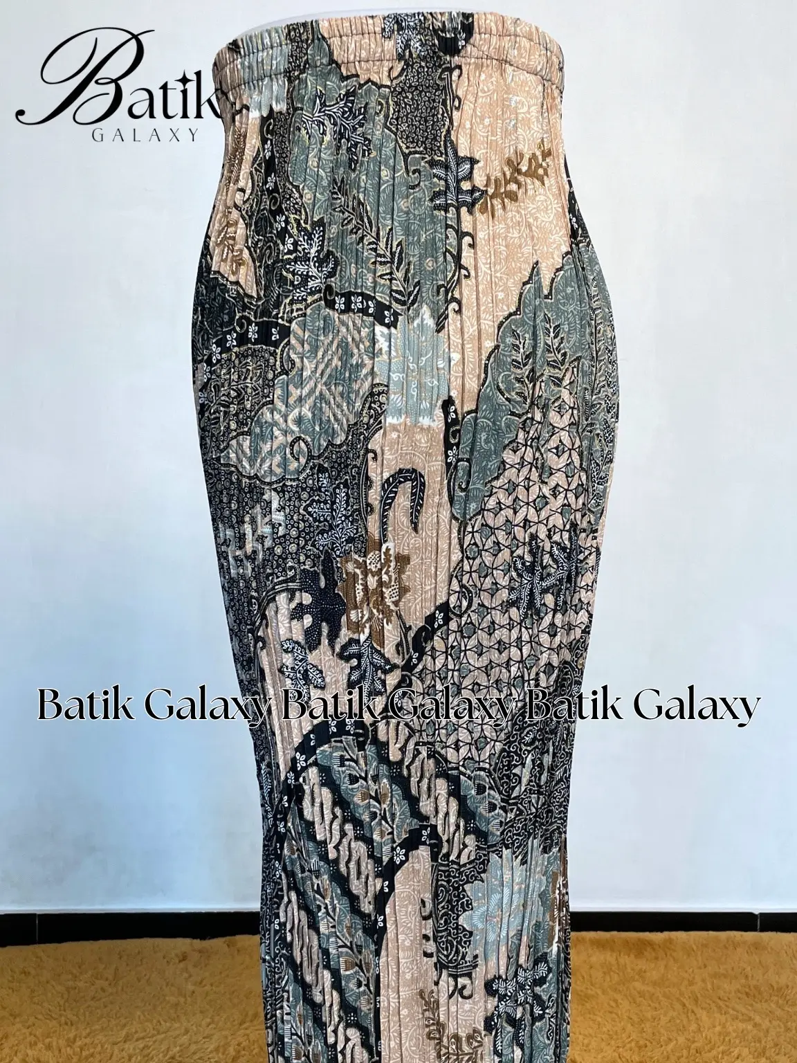 Rok plisket / rok batik / rok batik couple / rok batik pleated / rok all size / rok big size Wanita Panjang Casual Motif Hitam