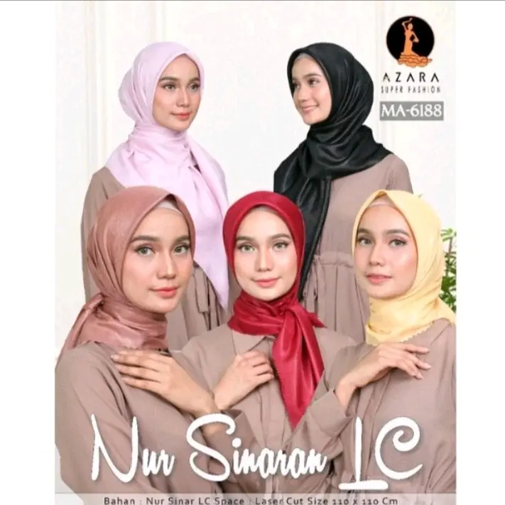 Hijab Segiempat Nur Sinar Laser Azara Cantik Nyaman - 110x110 - Muslim, Square, Kerudung