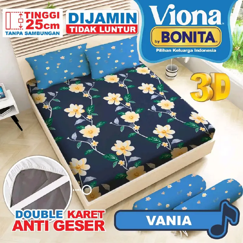 (TERMURAH BANTAL 2) VIONA by Bonita - Sprei BONITA King SIZE NO.1 (180x200) Tinggi 25 Ada Anti Slip 100% ORIGINAL [TERMURAH] SPREI BONITA BY VIONA | SPREI ASLI BONITA | SPREI VIONA | SPREI HALUS | SPREI NYAMAN | SPREI ORIGINAL BONITA 0