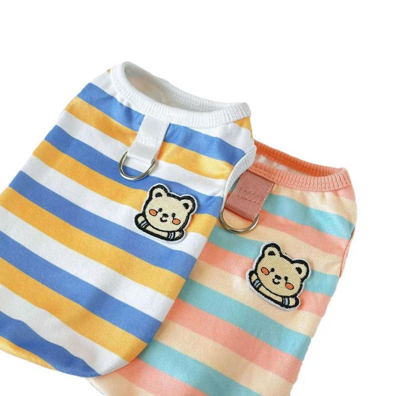Product Introduction of เสื้อผ้าสัตว์เลี้ยง สไตล์ INS ลายทาง สำหรับสุนัขและแมว สามารถใช้ได้กับเท็ดดี้ บิชอน และโบเมี้ย สามารถดึงได้ เสื้อกั๊ก มาใหม่ 23