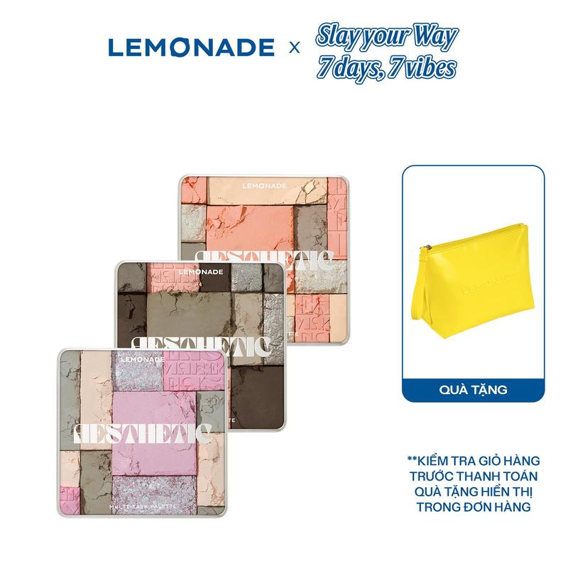 Combo 01 Bảng phấn mắt đa năng LEMONADE Aesthetic Multi-task Palette 10.8g và 01 Túi Đựng Mỹ Phẩm Lemonade Makeup Bag