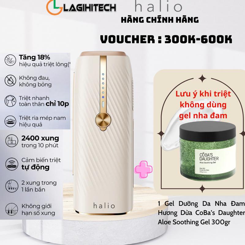   Tặng kèm gel Nha Đam  Máy Triệt Lông Lạnh Sapphire Halio InfinityGlow Advanced IPL Sapphire Cooling Hair Removal Device -  Hàng Chính Hãng 