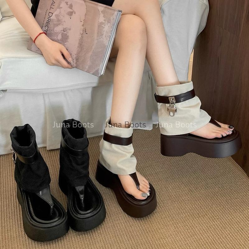 Giày sandal xỏ ngón đế cao tôn dáng - Bốt xỏ ngón Ulzzang trẻ trung năng động