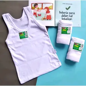 3PCS SINGLET ANAK AGREE PUTIH POLOS Fashion