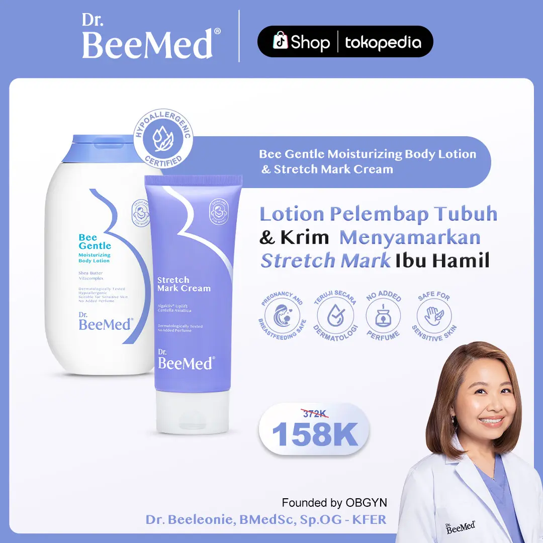 Dr.BeeMed 2pcs Set Body Lotion + Stretch Mark Cream - Pelembab Kulit Kering & Krim Menyamarkan Stretch Mark Ibu Hamil & Menyusui [BPOM]