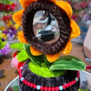Cermin Sunflower mini + ukuran 8cm + vas gemoy + kreasi kawat bulu mercy